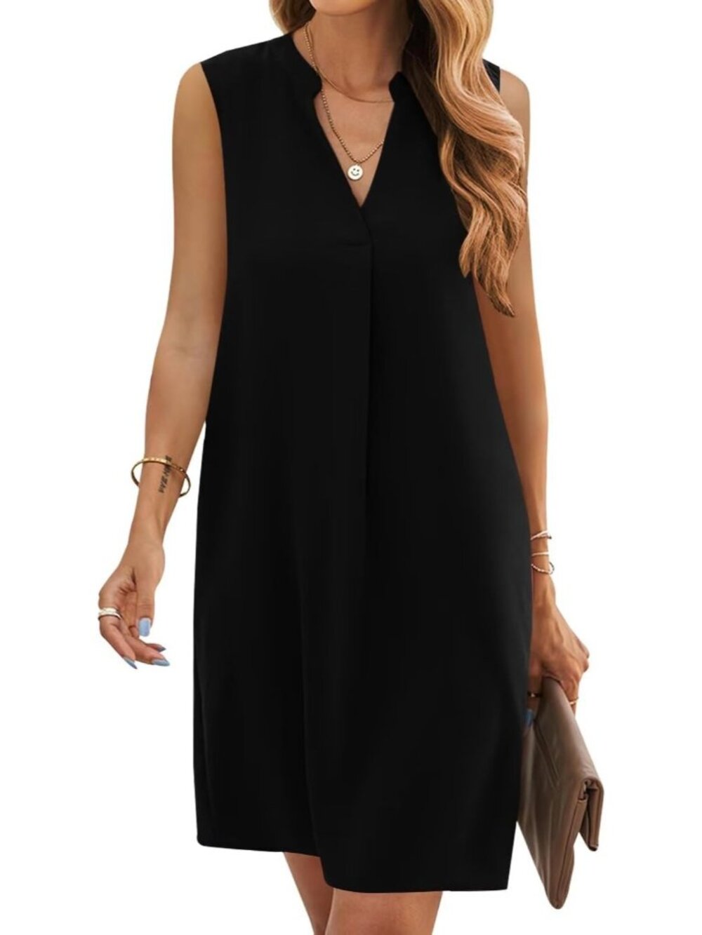 Women's Black Summer Sleeveless Casual T Shirt Sundresss Shift Mini Dress